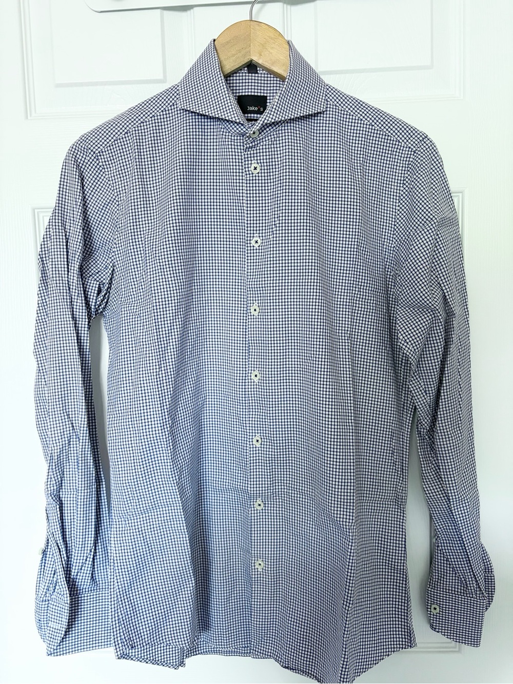 Men's Blue Micro-Gingham Button-Down Shirt
